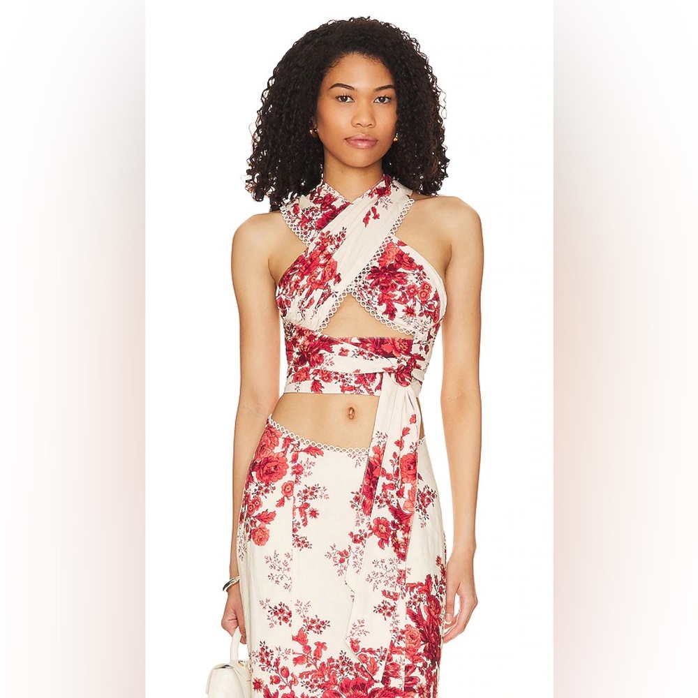 LPA Red Floral Cream top LPA revolve
